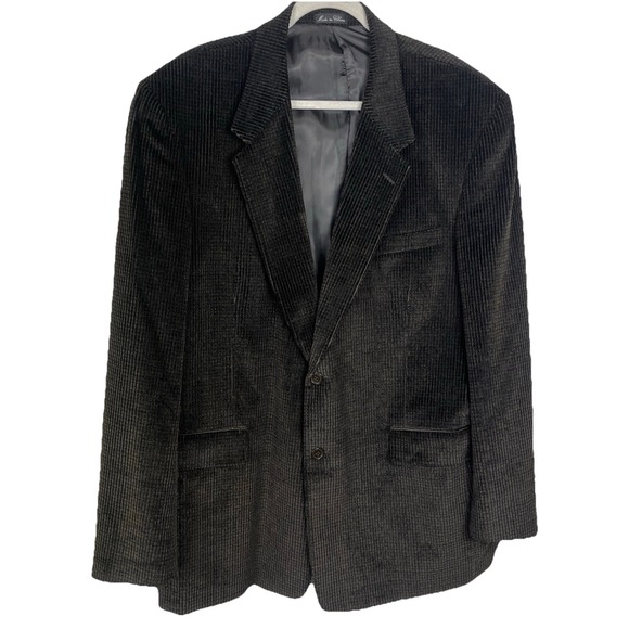 Norm‎ Thompson Men's Sports Coat Dark Brown Check Texture Corduroy Blazer 44L - Picture 1 of 10